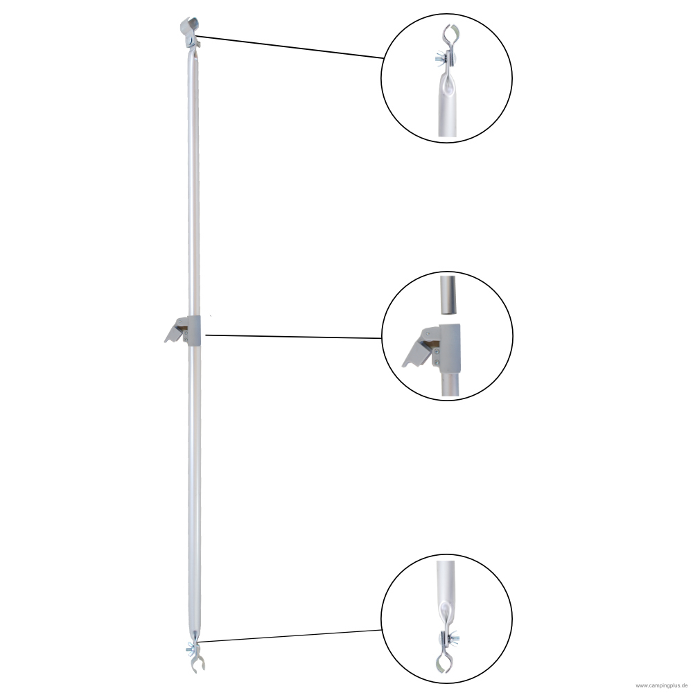DWT Veranda-/ Dachauflagestange Alu 25 x 1 mm 2 Schellen u. GripStop, 75-120 cm