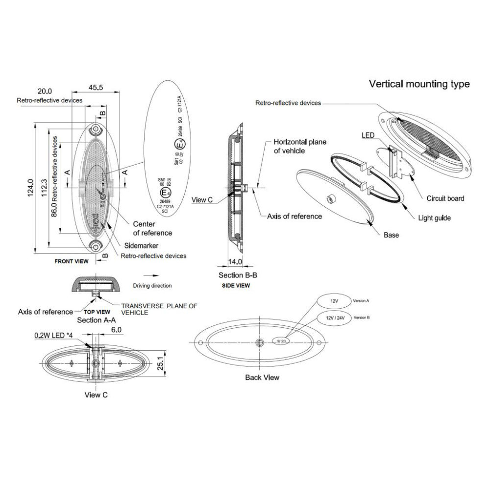 Dimatec LED Markierungsleuchte oval weiß