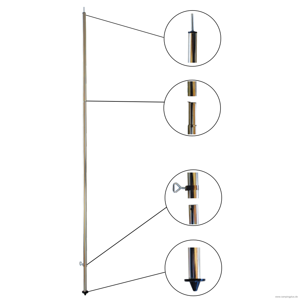 Stahl Aufstellstange variabel 22 mm, 165-250 cm