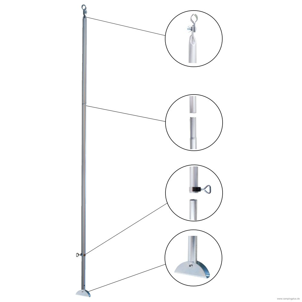 Brand Orkanstütze Alu 28mm mit Bügelfuß, 165-260cm