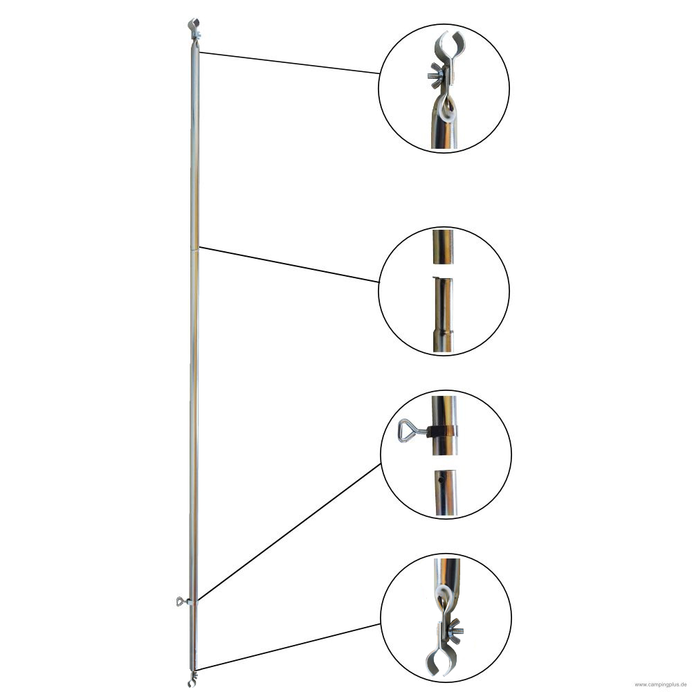 Schellenstange / Verandastange Stahl 22 mm / 170 - 280 cm