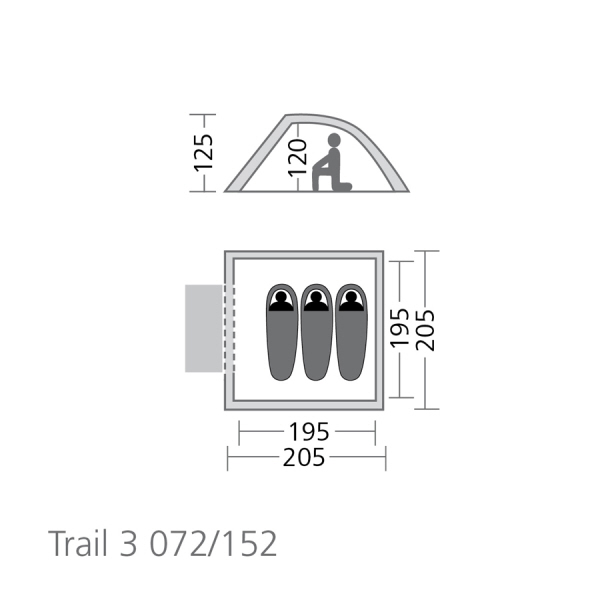 EuroTrail Kuppelzelt Trail 3 - 205 x 205 x 125 cm