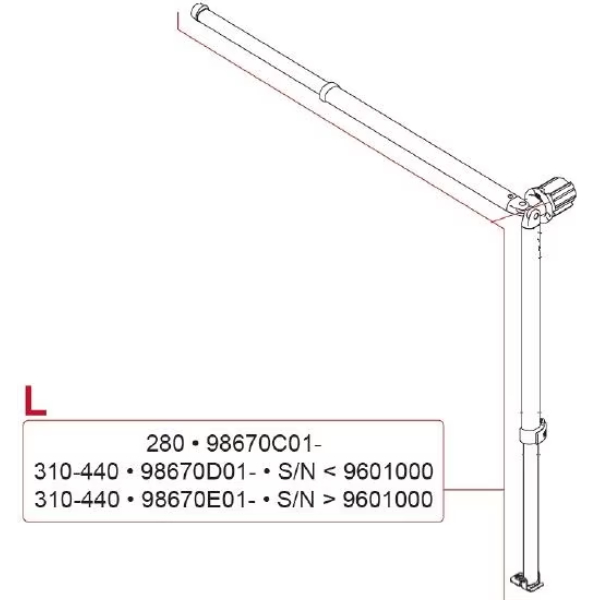 Fiamma Spannstange links mit Stützfuß zu CS 310/4 (Nr. 98670D01-)