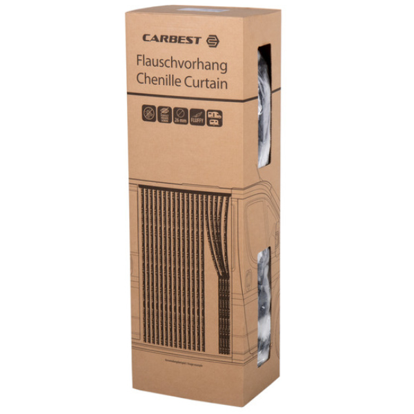 Carbest Chenille-Flauschvorhang weiß/grau
