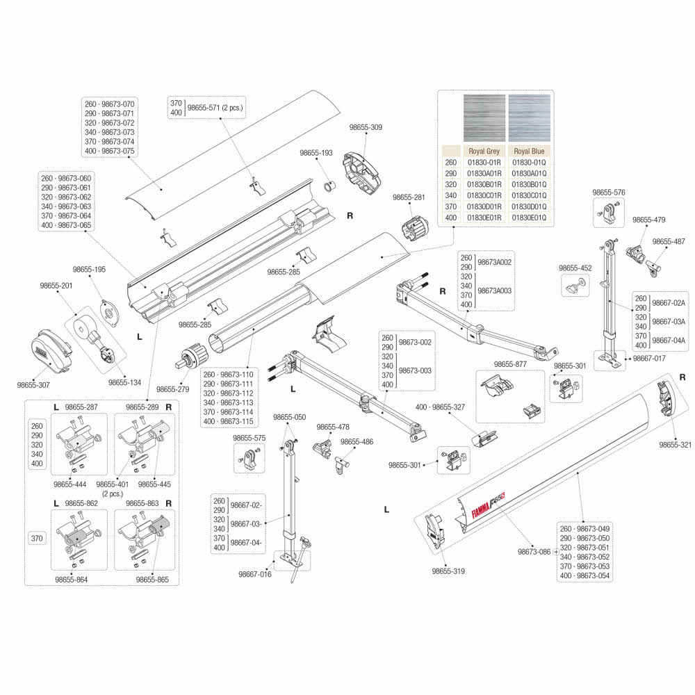 Gelenkarm links 320-400 für F65S (Nr. 98673-003)