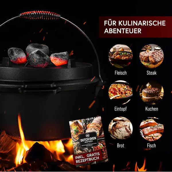 Gusskönig Klassisch Dutch Oven Set 9 L mit Füße