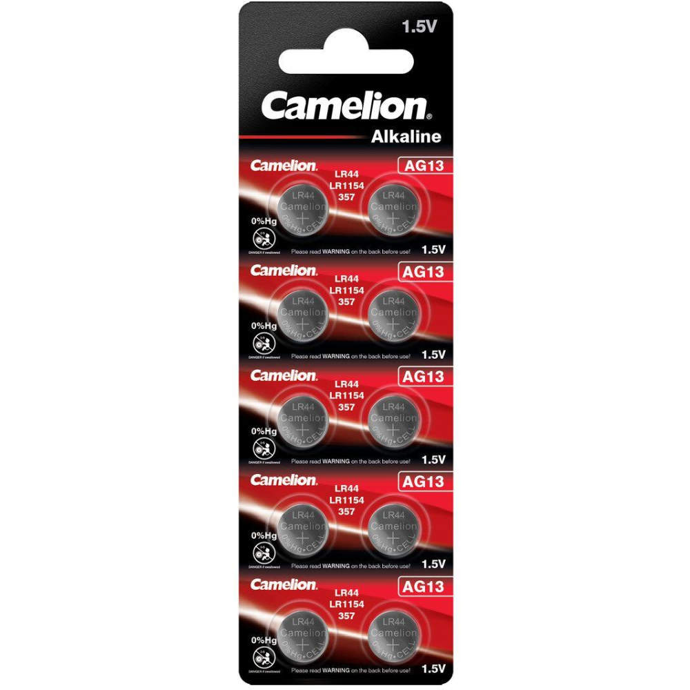 Camelion Alkaline Knopfzelle AG13 / LR44 / LR1154, 10 Stück