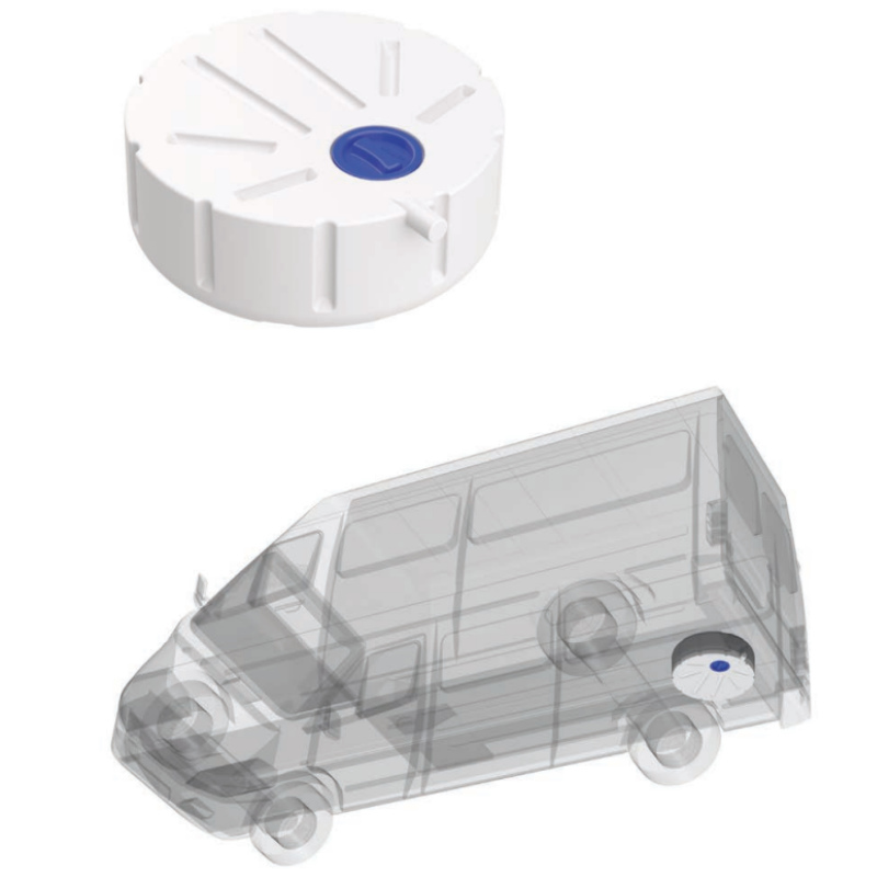 Aplast Wassertank 53L Ersatzradkasten, T6/5,Caddy,Transit, D=62 cm