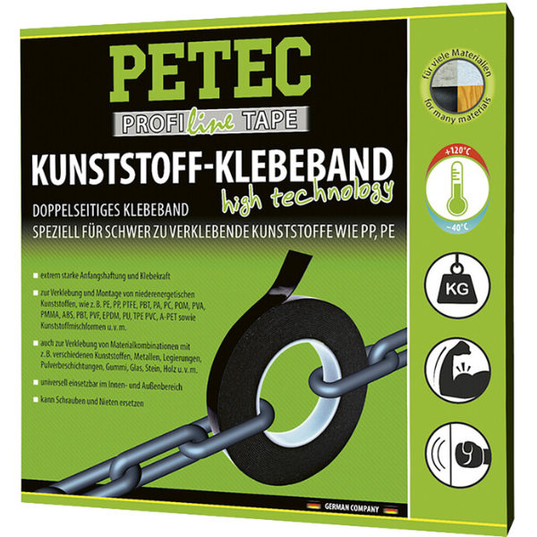 Petec Kuntstoff-Klebeband 10 m x 19 x 1,1 mm