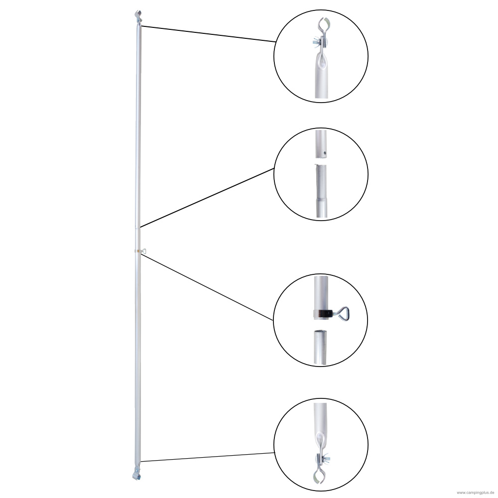 Alu Schellenstange/Verandastange 25 mm, 160-260 cm