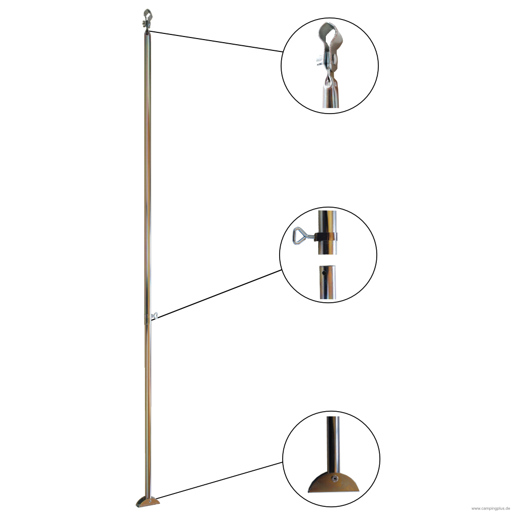 Stahl Orkanstütze mit Bügelfuß 25 mm, 125-205 cm
