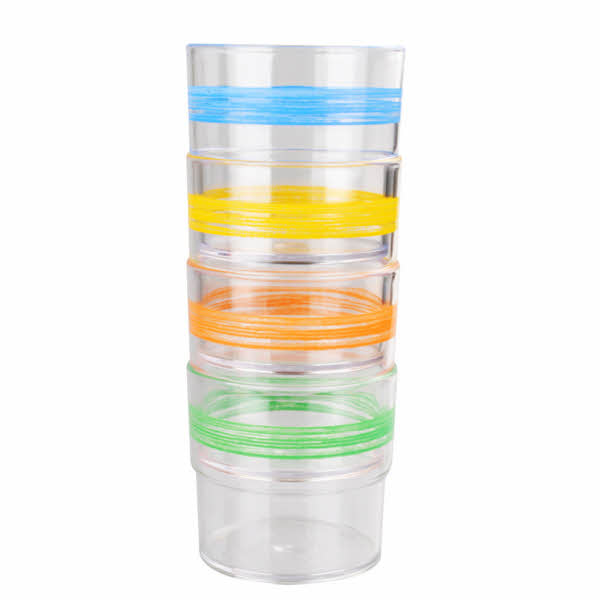 Waca Trinkglas SAN, 4er Set bunt, 230 ml