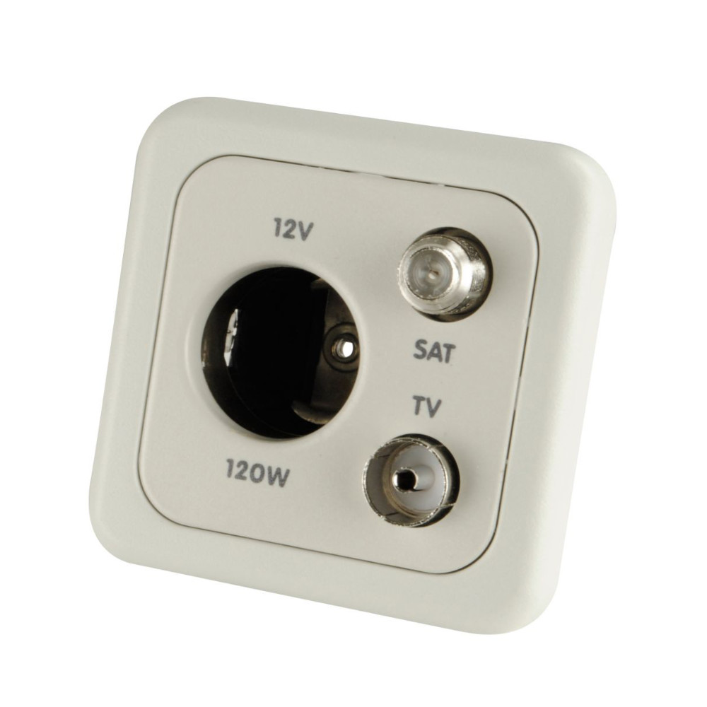 System 10.000 Kombi-Steckdose 12 V / TV / SAT, hellgrau