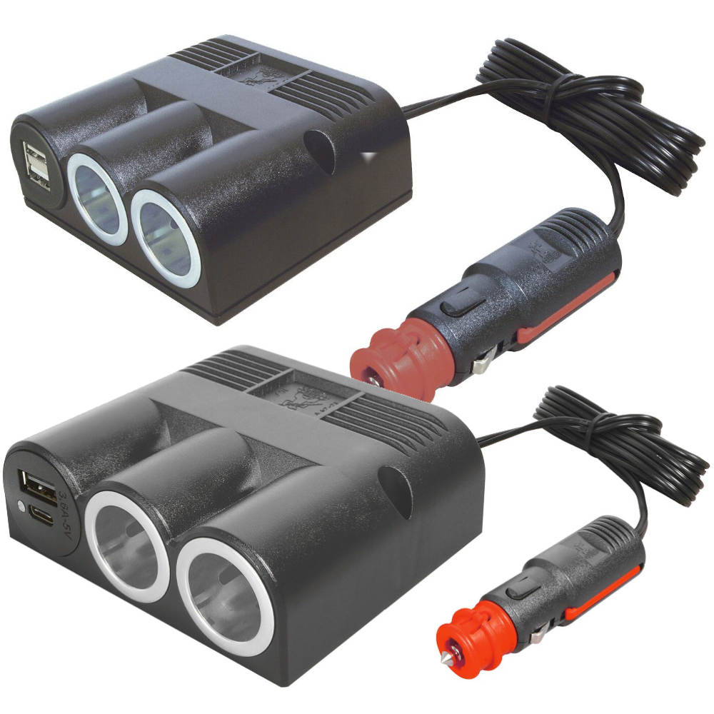 Procar Dreifachsteckdose mit Kabel mit Power und USB