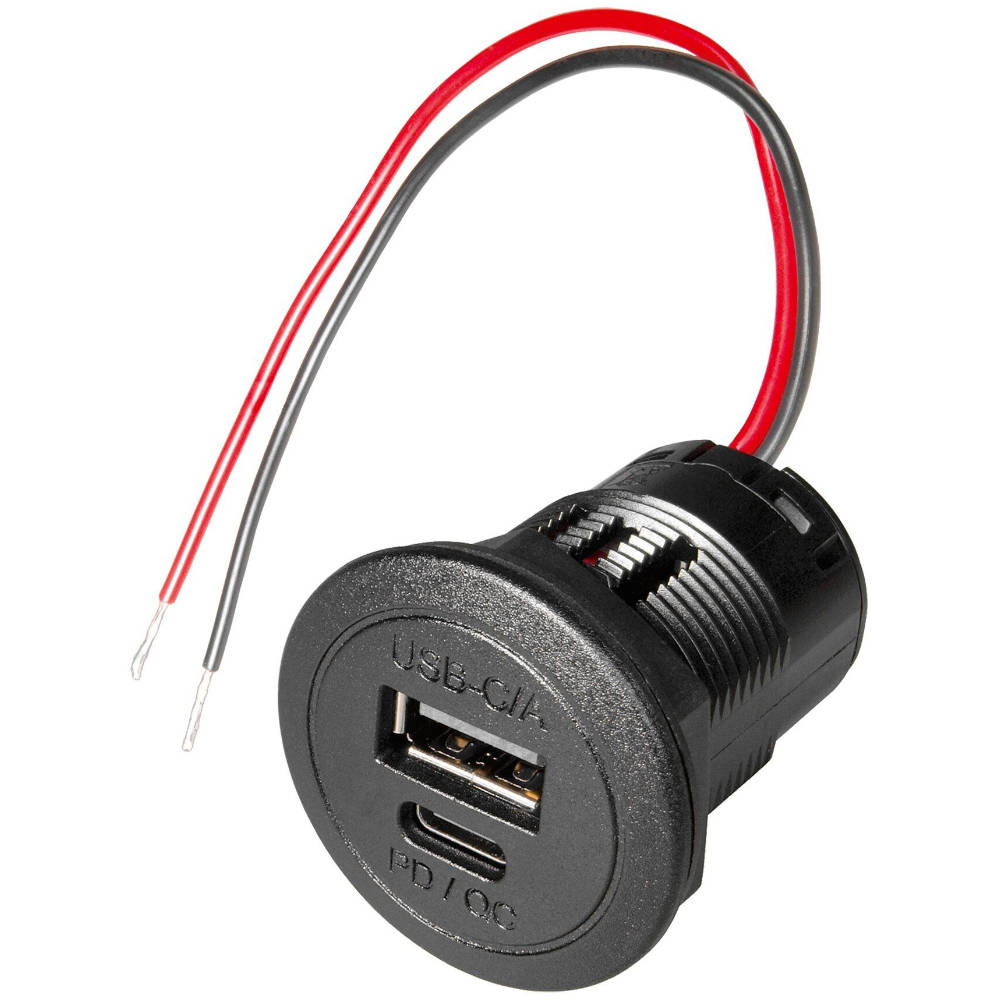 Procar Einbau-Doppelsteckdose USB-C/USB-A