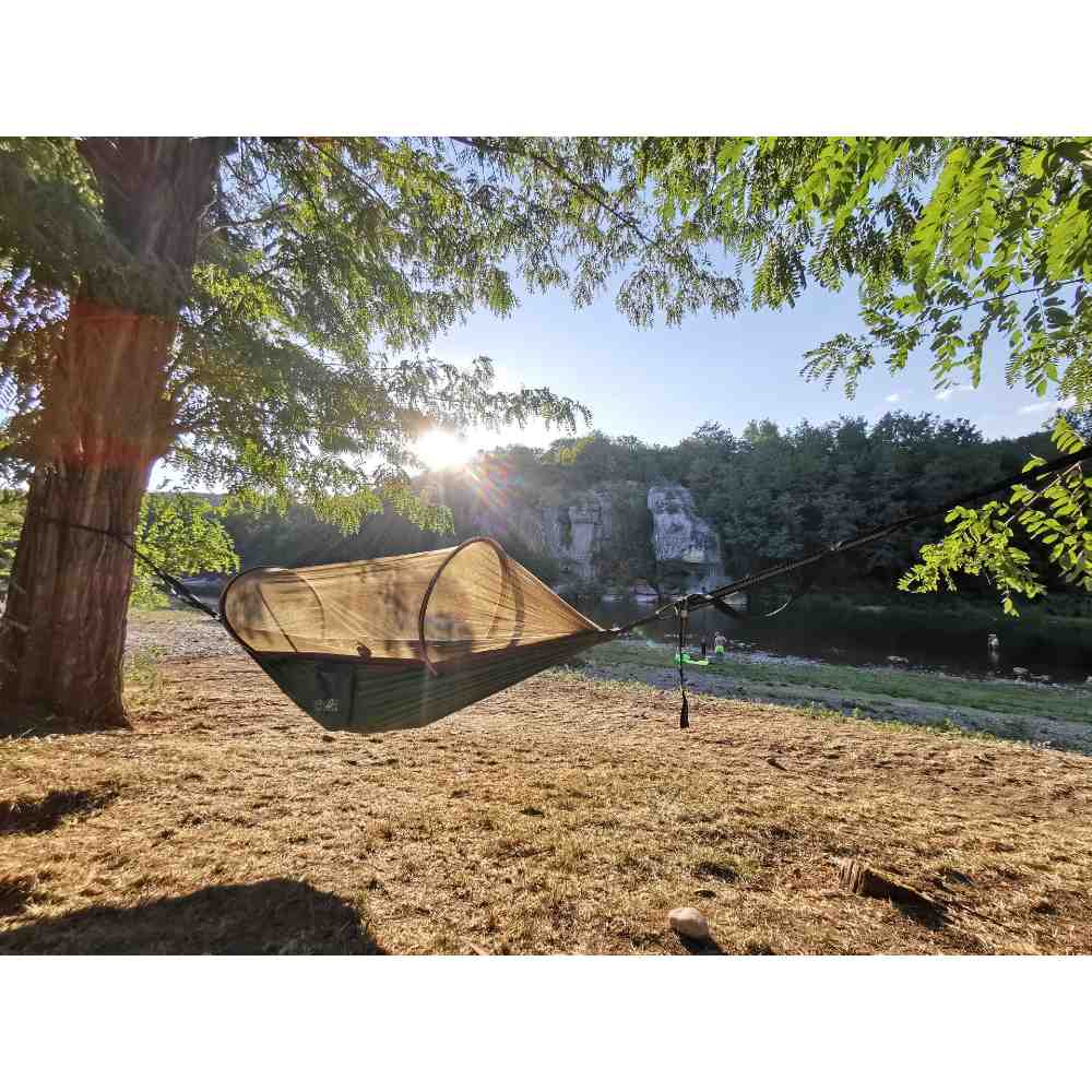 Origin Outdoors Hängematte Pop-Up Moskitonetz dunkelgrün