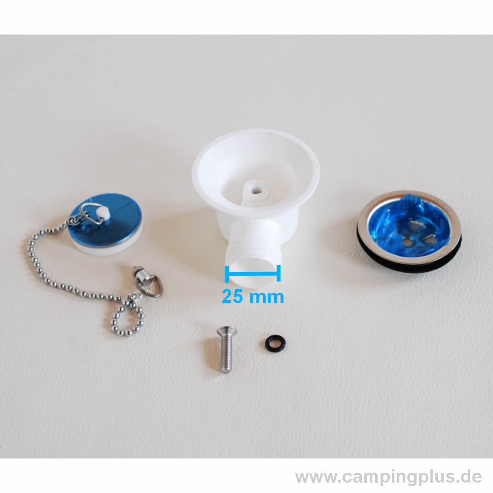Fendt Ablaufventil gewinkelt inkl. Kette, 25 mm Schlauchanschluss (1998 - 2022)