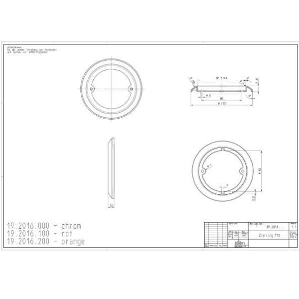 Jokon Zierring für Leuchtenserie 700/710/720, gelb