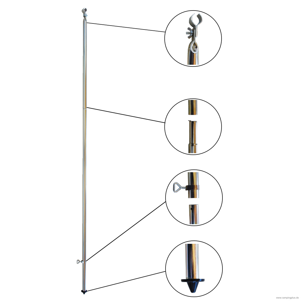 Stahl Orkanstütze mit Bodenspitze 165-260 cm, 28 mm