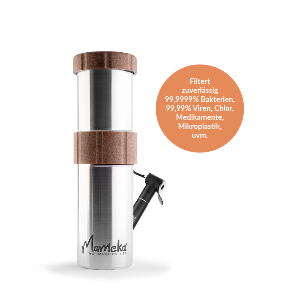 Mameka Travelbuddy portabler Wasserfilter incl. Mini-Handpumpe