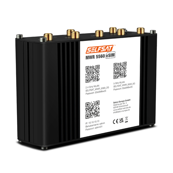 Selfsat WLAN Router MWR 5560 eSIM 5G Cat 19 incl. SHARK 5G Antenne