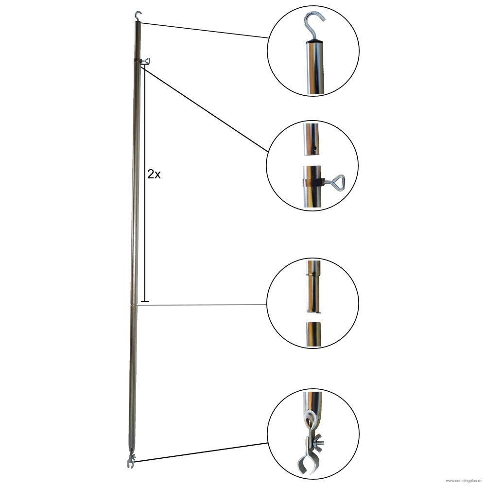DWT Dachhakenstange Stahl 28 x 1 mm, 170-300 cm