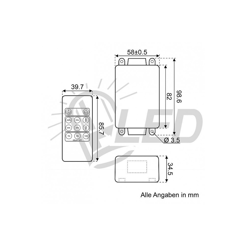 David LED Dimmer inkl. Fernbedienung