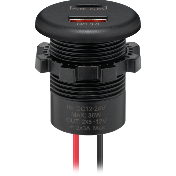 Weintronic Dualer USB Einbaucharger USB-A und USB-C m. Schnelladetechnik 12V/24V