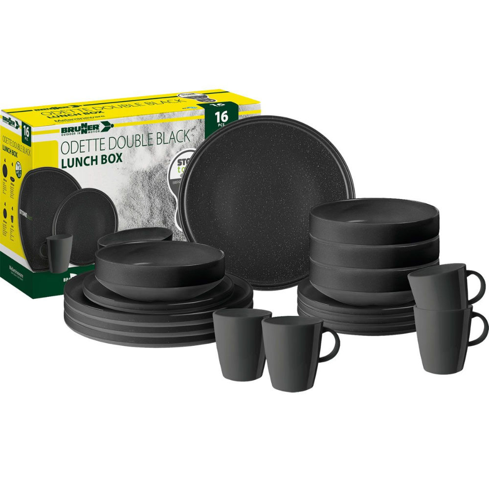 Brunner Geschirrset Lunch Box Odette double black, 16-teilig