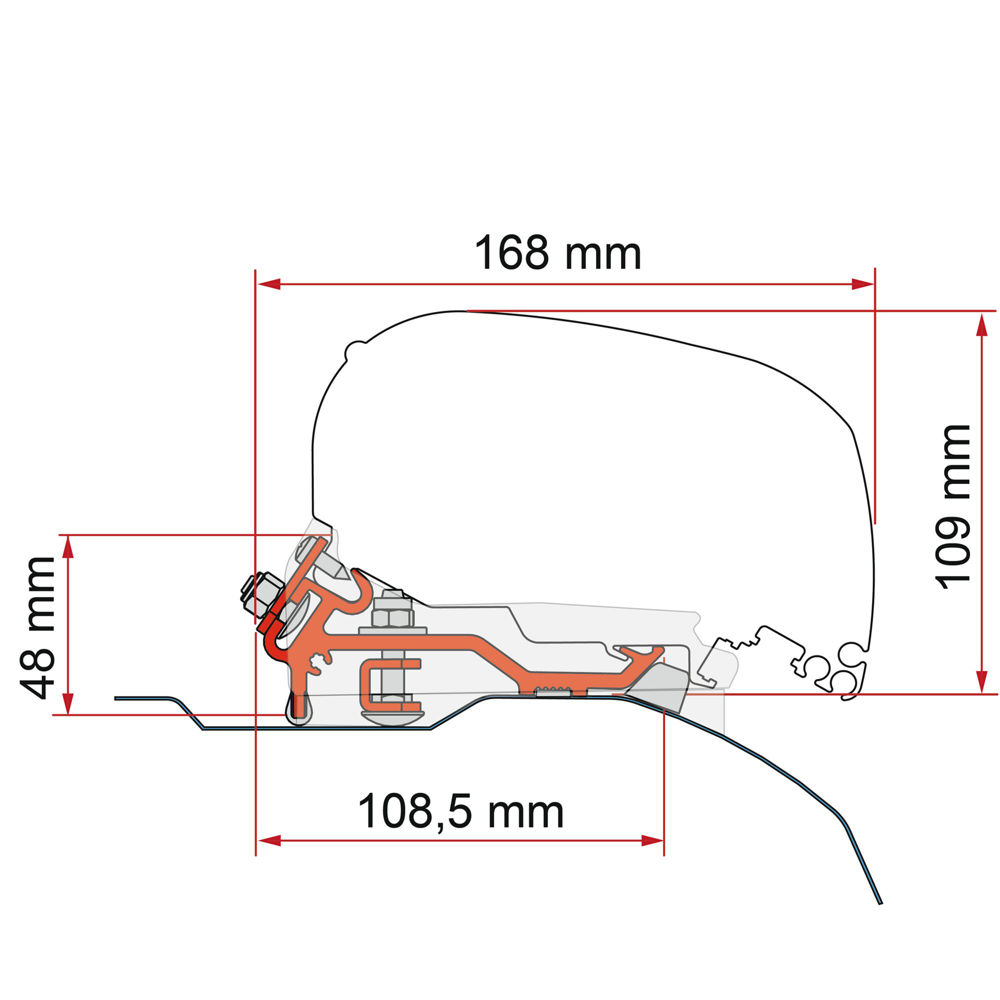 Fiamma Kit schwarz Fiat Ducato H2 Markisenadapter F65/F80