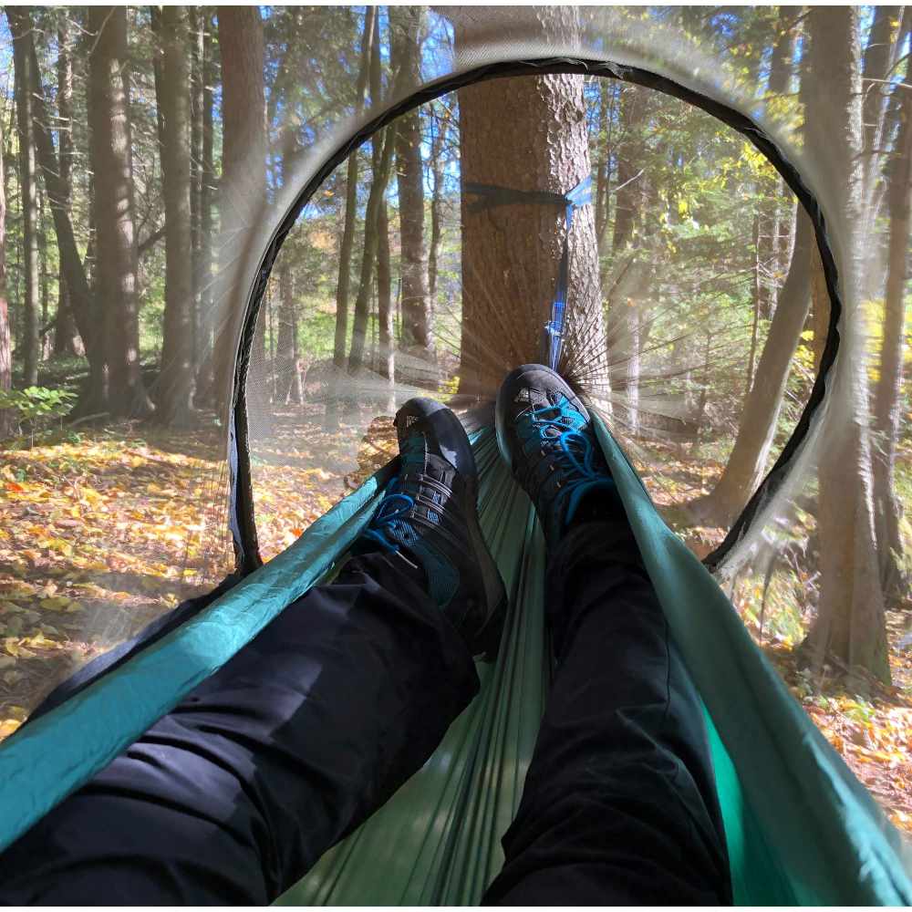 Origin Outdoors Hängematte Pop-Up Moskitonetz dunkelgrün