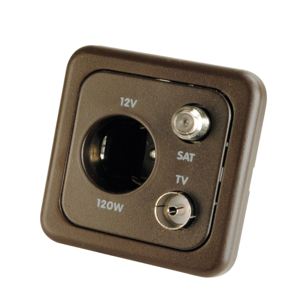 System 10.000 Kombi-Steckdose 12 V / TV / SAT, braun