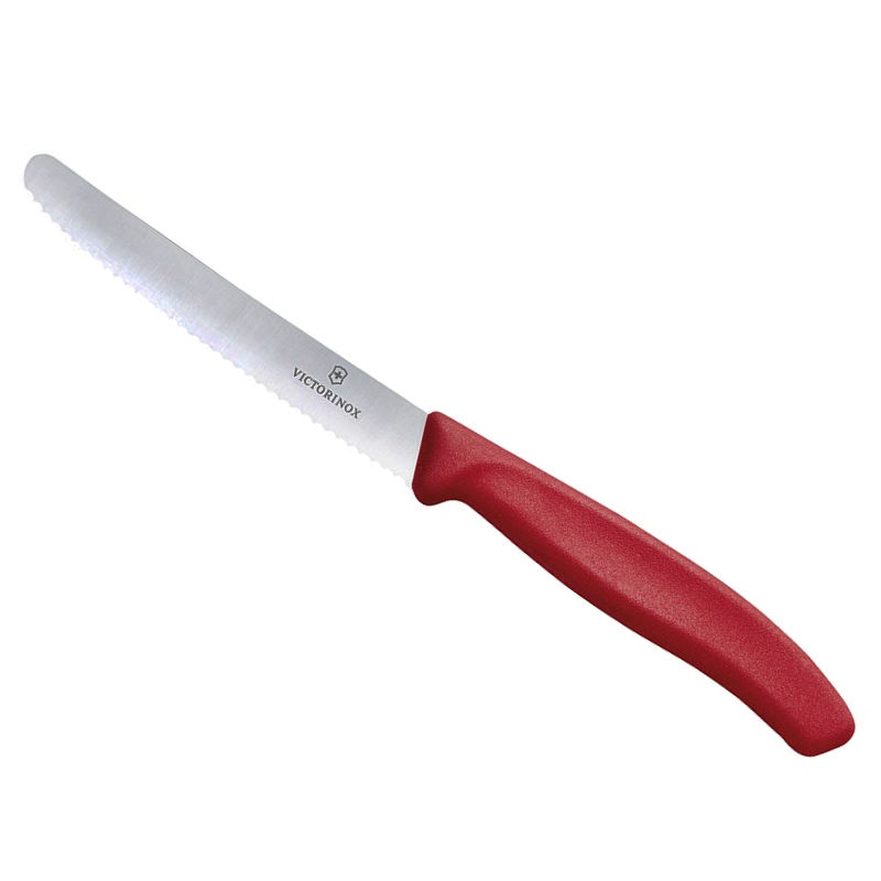 Victorinox Obst- und Gemüsemesser SwissClassic Wellenschliff, rot