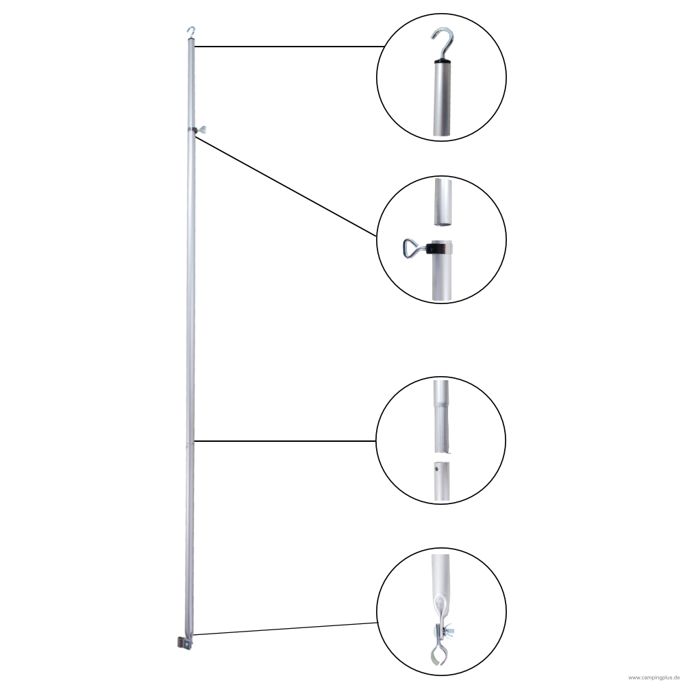 Alu Dachhakenstange 28 mm, 170-260 cm