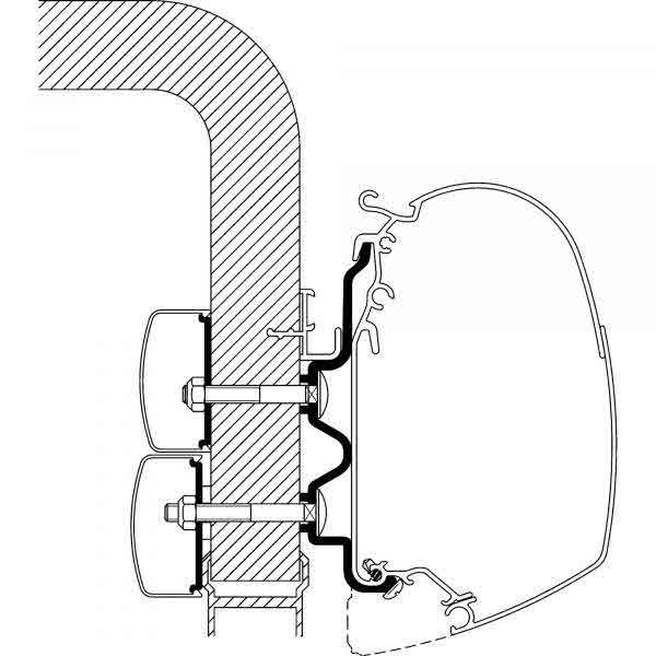 Thule Adapter für Hymer Exsis/Camp 99 zu Omnistor Serie 5 und 8, Länge 5,50 m