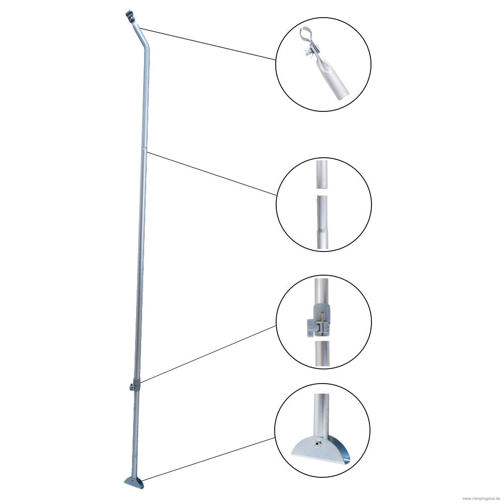 DWT Andruckstange mit Bügelfuß oben gebogen 25x1 mm Alu, 170-260 cm