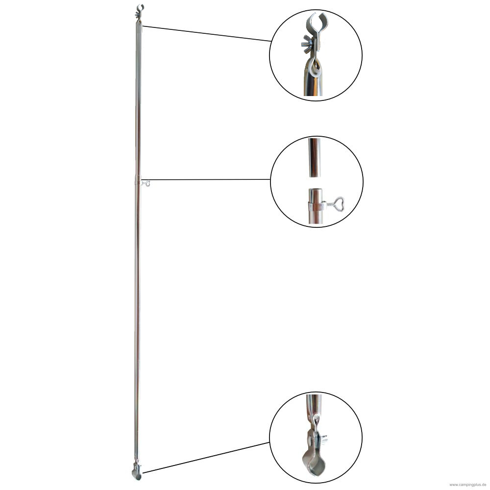 DWT Veranda-/ Dachauflagestange Stahl 32 x 1,5 mm 2 Schellen, 170-280 cm