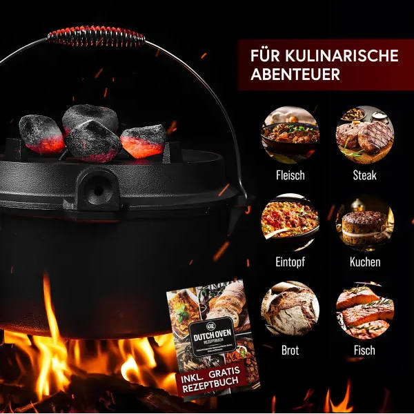 Gusskönig Eingebrannter Dutch Oven Set ohne Füße