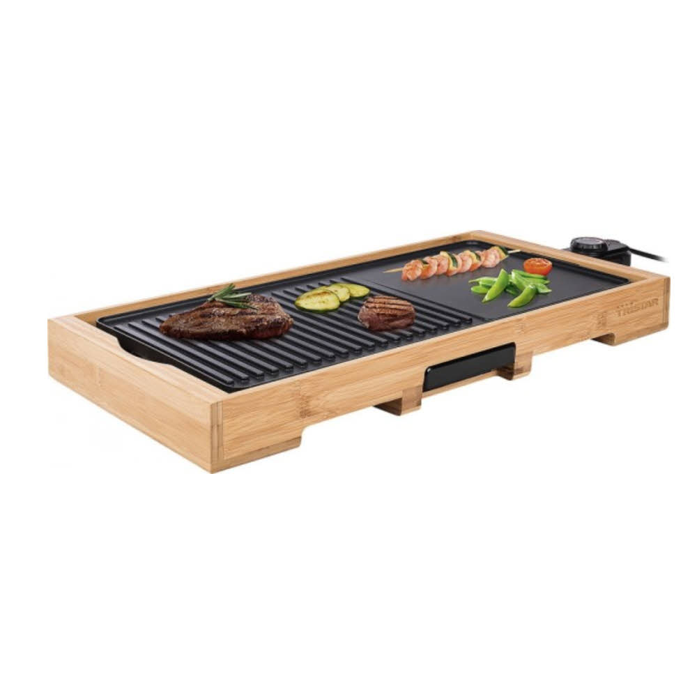 Tristar Tischgrill Bambus Grillplatte XL