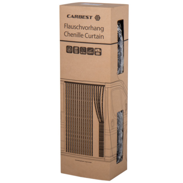 Carbest Chenille-Flauschvorhang schwarz/grau