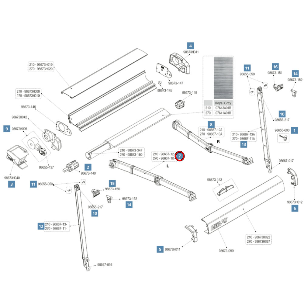 Fiamma Gelenkarm 210 links für F40van Markise (98667-12-)