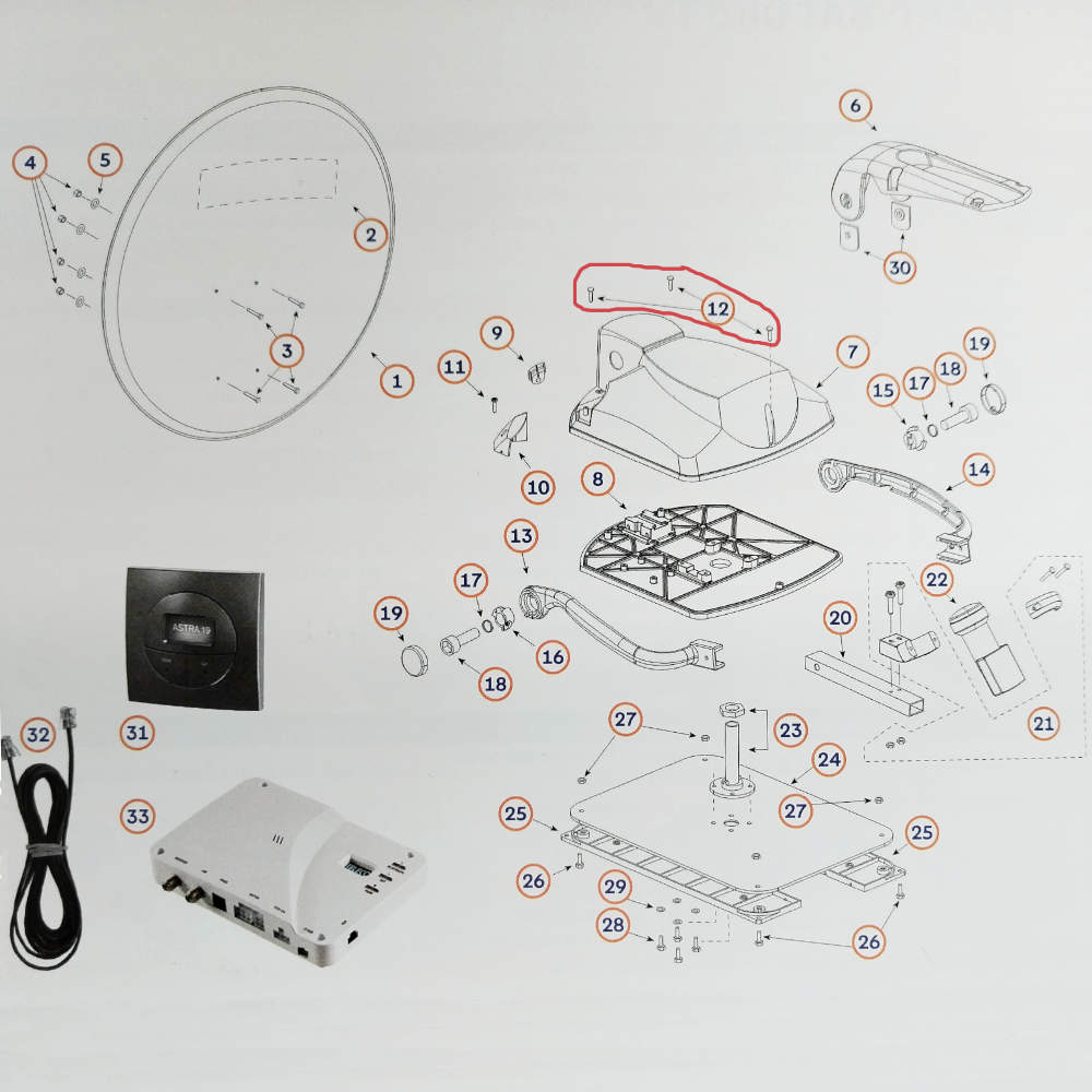 Teleco Niete selbstsichernd SR-3580-W für Telesat BT 65/85 (Nr. 807562)