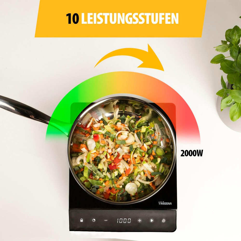 Tristar Induktionskochplatte 10 Leistungsstufen, 2000 Watt