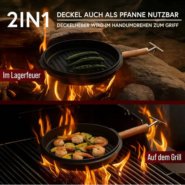 Gusskönig Eingebrannter Dutch Oven Set mit Füße