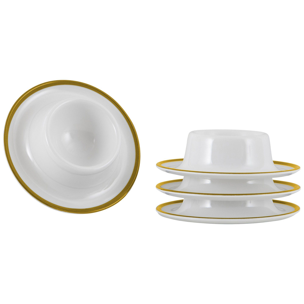 Gimex Eierbecher Linea Line 4-teilig, weiß/gold