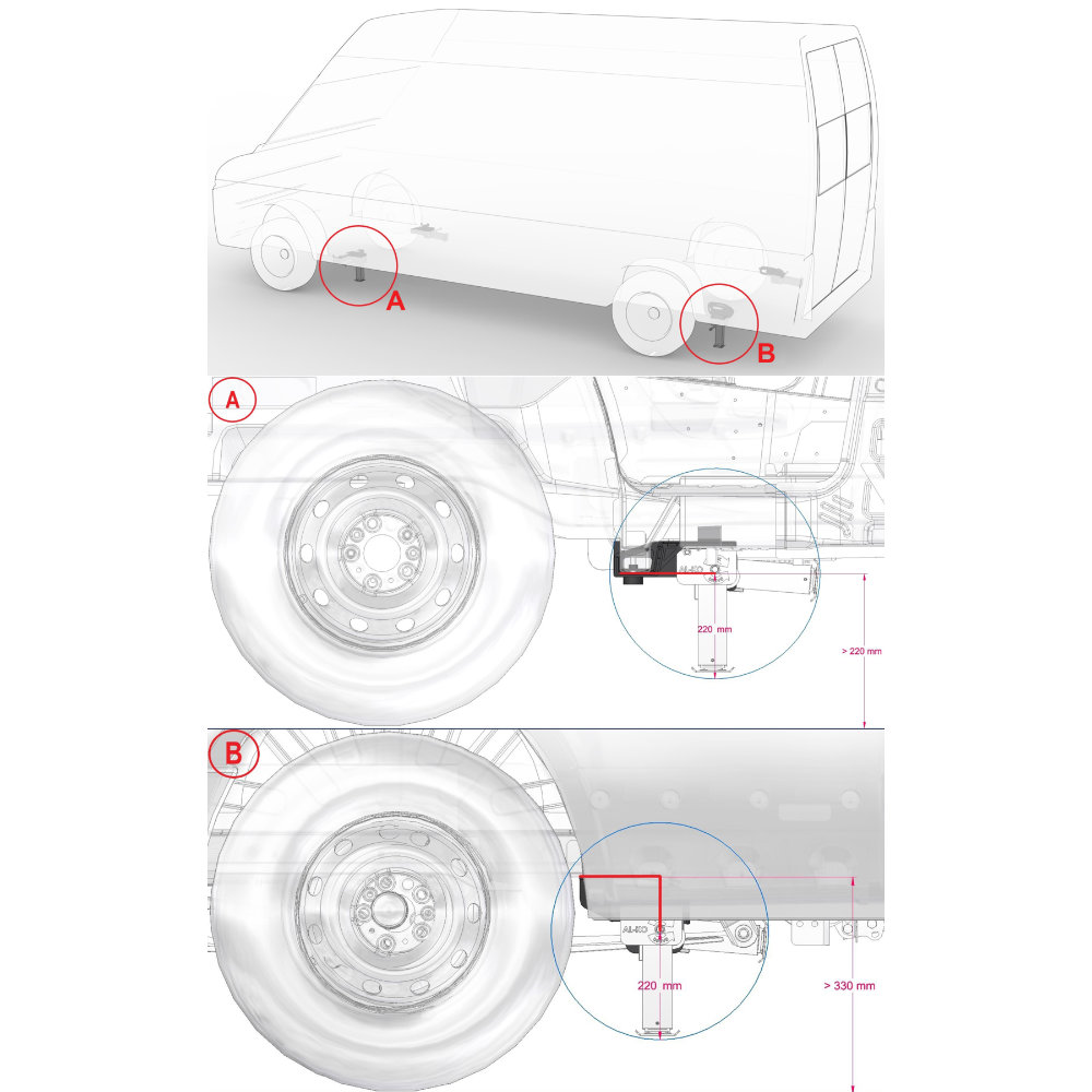 Sawiko Kurbelstütze ClickFix für Kastenwagen Fiat Ducato ab Bj. 2006/07, Set