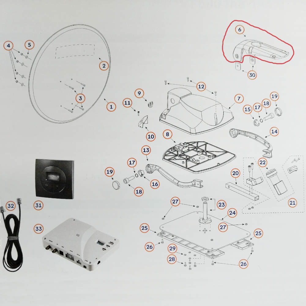 Teleco Spiegelarm Alu Version 2019 zu Telesat BT 85 (Nr. 818934)