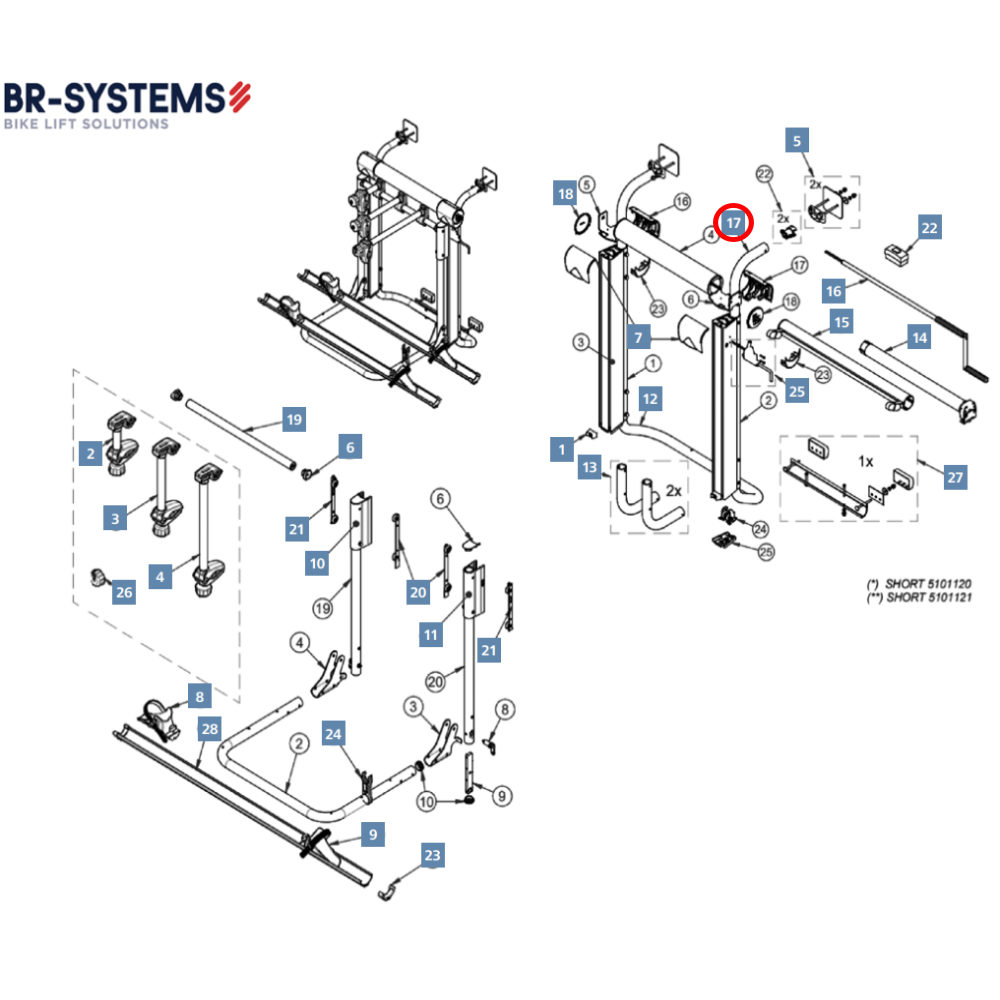 BR-Systems Oberes Befestigungsrohr D= 35 x 3 mm für Bike Lift