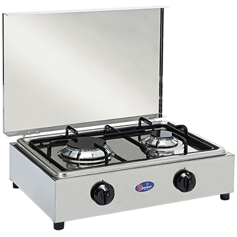 Parker Gaskocher 2-flammig 50 mbar, silber