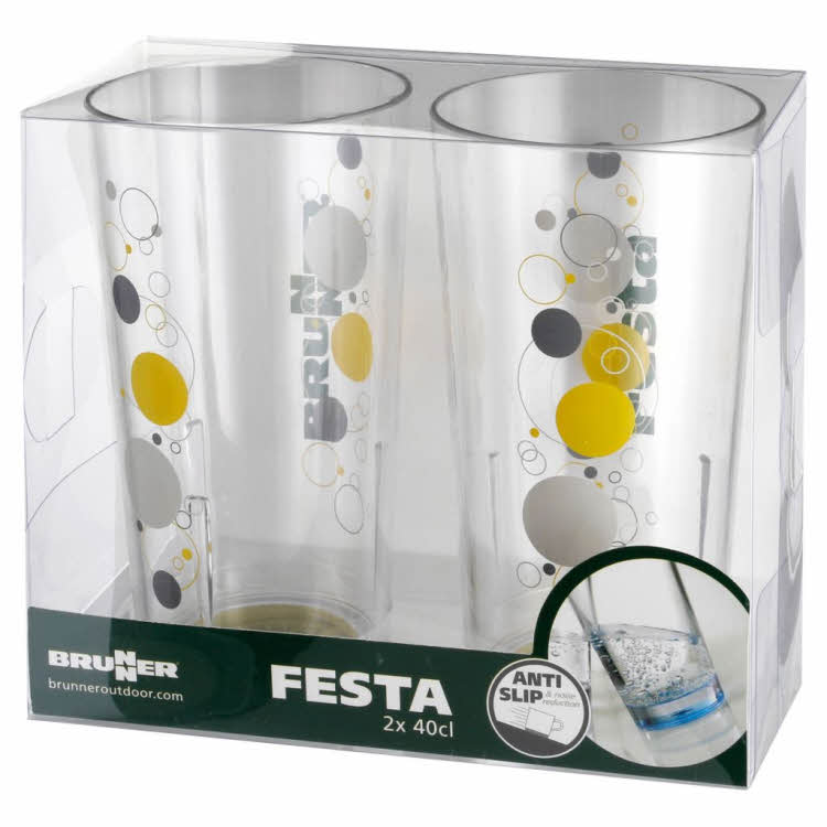 Brunner Trinkglas Festa Space mit Anti-Slip-Ring, 400 ml, 2er-Set